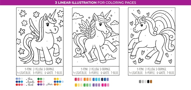 Unicórnios e formas por números para colorir Aprenda números e cores fantasia Planilha imprimível