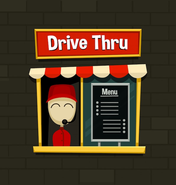 Vetor unidade plana dos desenhos animados mão desenhada através de ilustração de fast-food