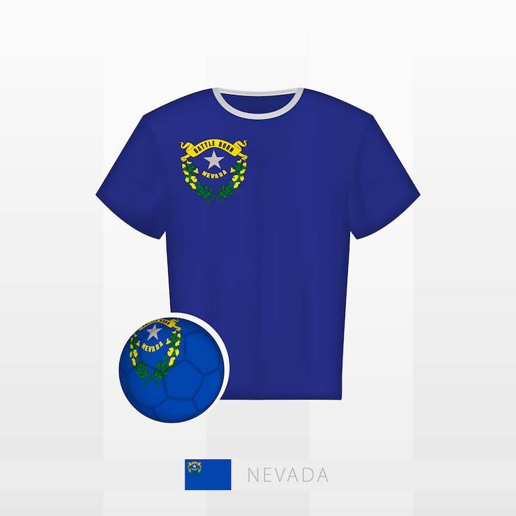 Vetor uniforme de futebol da equipe nacional de nevada com bola de futebal