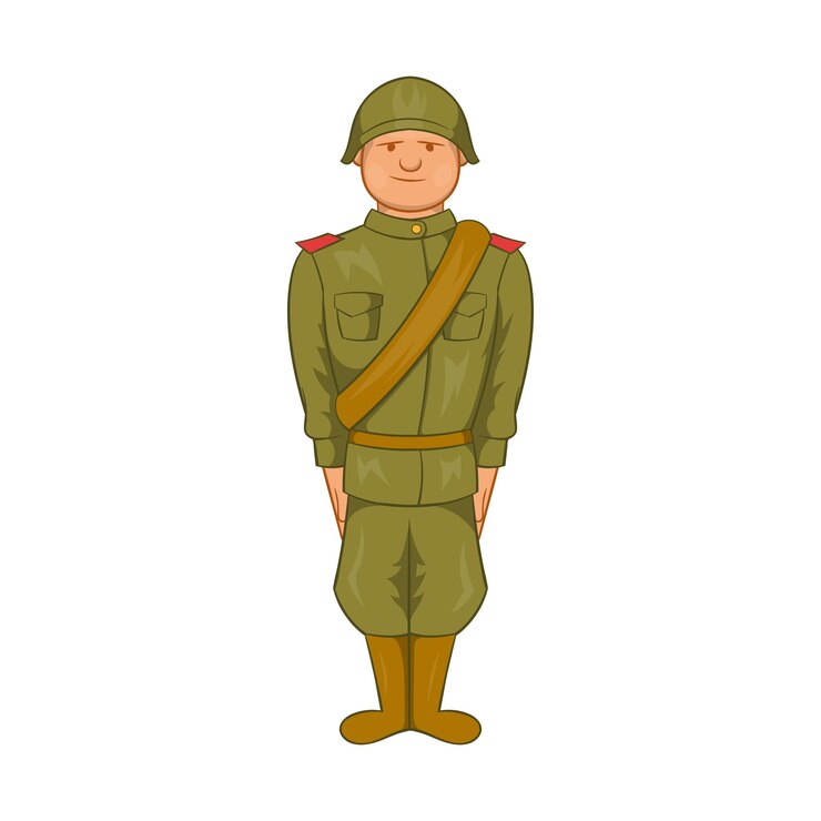 Vetor uniforme soviético do ícone da segunda guerra mundial em estilo de desenho animado em fundo branco