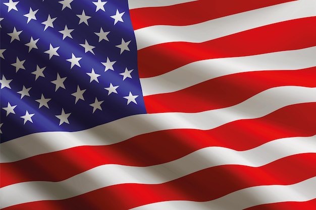 United States flag waving in the wind detailed silk texture