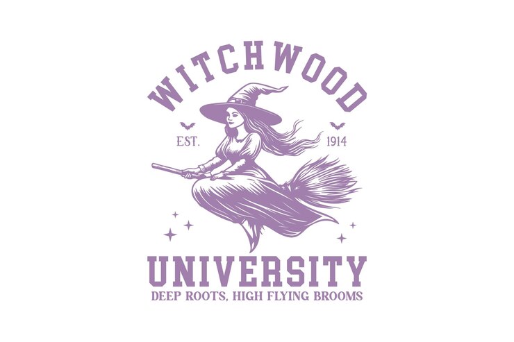 Vetor universidade de witchwood vintage halloween universidade svg t-shirt design