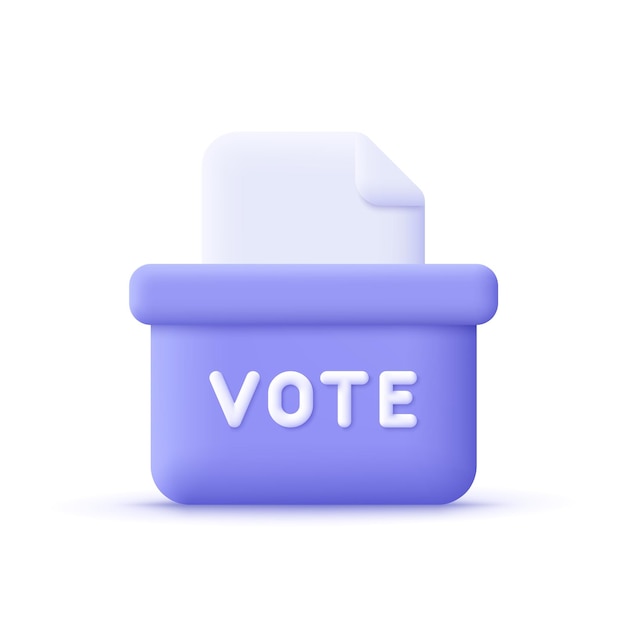 Vetor urna de voto conceito de votação 3d ícone vetorial estilo mínimo de desenho animado