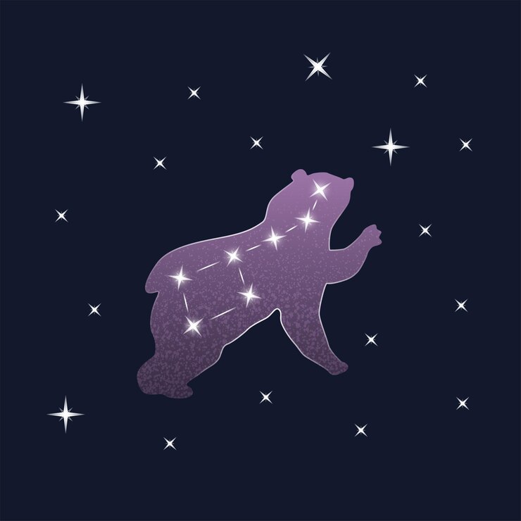 Vetor ursa major gráficos de um conjunto de estrelas balançando com o contorno do animal