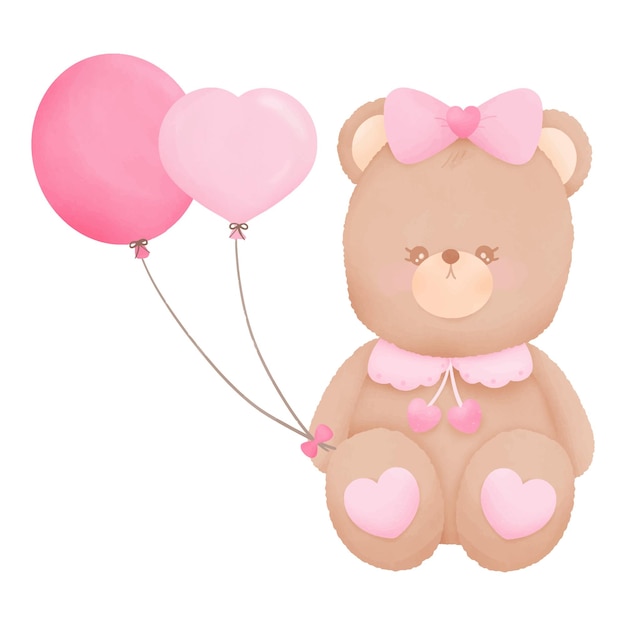 Vetor ursinho fuzzy valentine teddy para convite de decoração e saudações