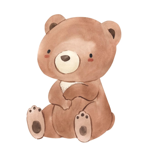 Urso aquarela ilustração animal da floresta para crianças