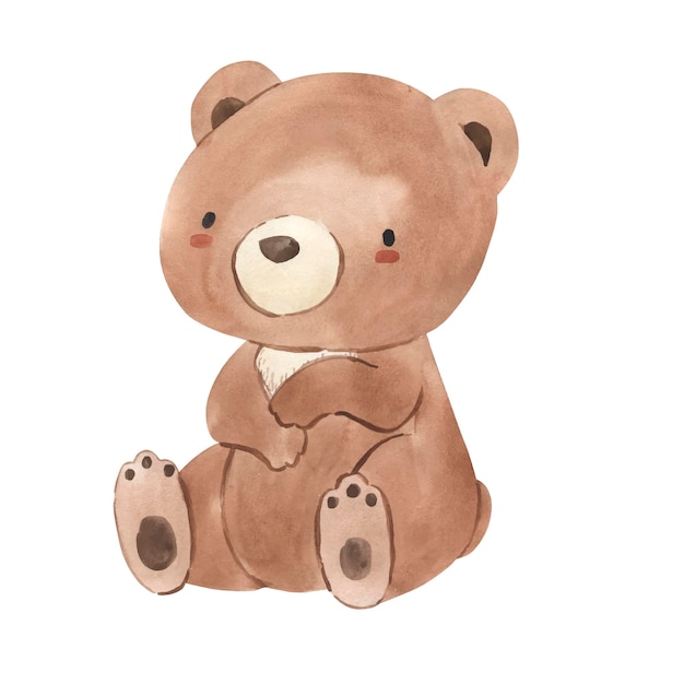 Urso aquarela Ilustração animal da floresta para crianças