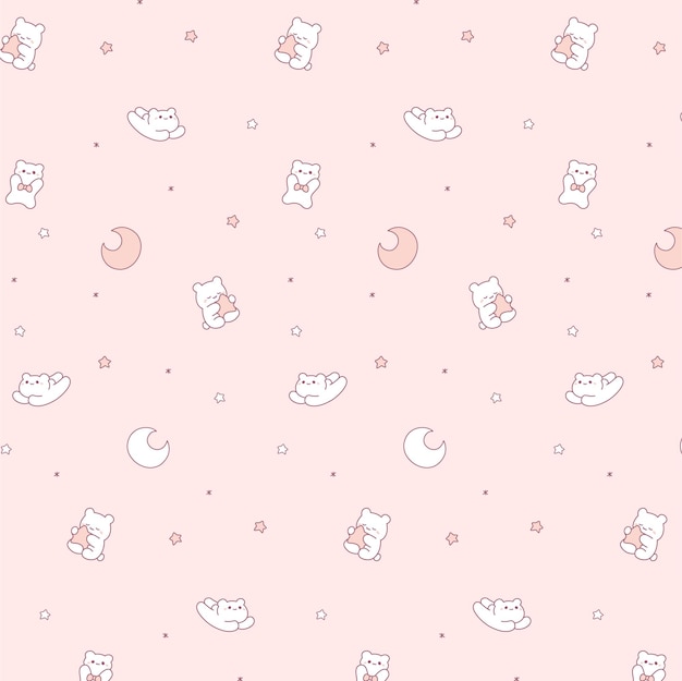 Urso bebê fofo padrão perfeito de doodle rosa para padrão de berçário