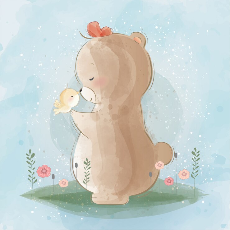 Urso bonito e o passarinho