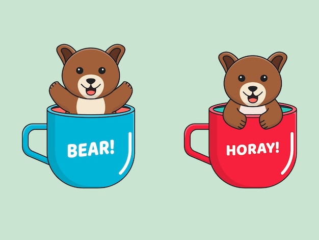 Urso bonito na caneca