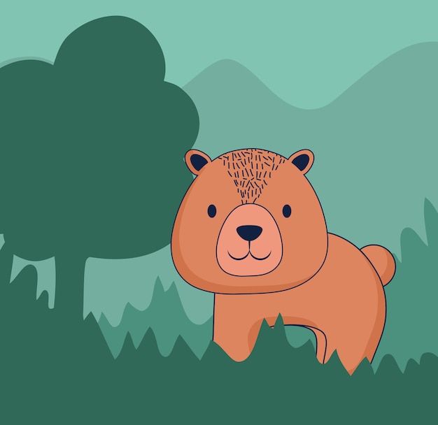 urso bonito na floresta