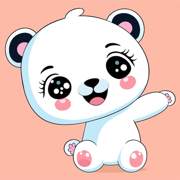 Urso bonito panda desenhado à mão desenho animado adesivo ícone conceito ilustração isolada