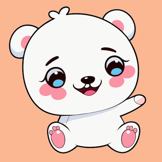 Urso bonito panda desenhado à mão desenho animado adesivo ícone conceito ilustração isolada