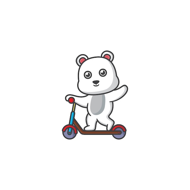 Urso Branco Scooter Logo Design Mascote