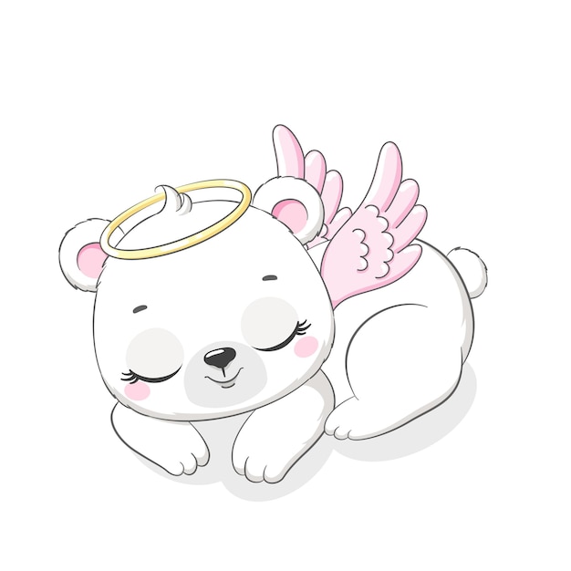 Urso com asas de anjo Ilustração vetorial no estilo cartoon