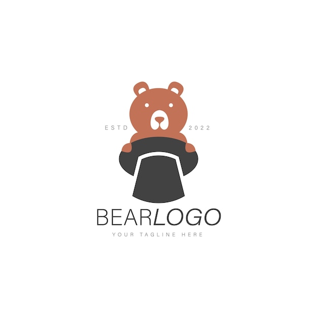 Urso com ícone de ilustração de design de logotipo de chapéu mágico