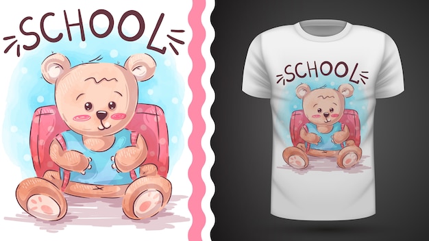 Urso da escola - ideia para imprimir camiseta