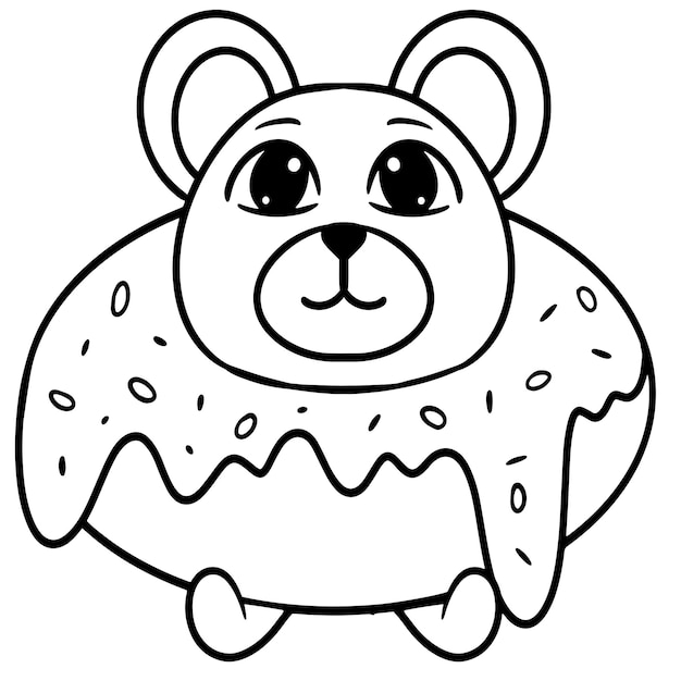 Panda no donut para colorir - Imprimir Desenhos