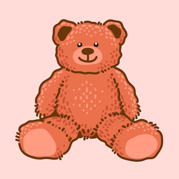 Vetor urso de pelúcia desenhando à mão em estilo de desenho animado imagem vetorial bonita e engraçada