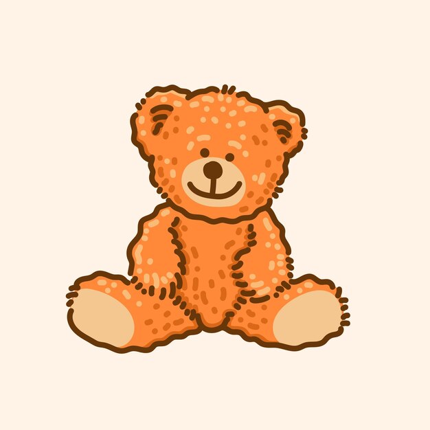 Vetor urso de pelúcia desenhando à mão em estilo de desenho animado imagem vetorial bonita e engraçada