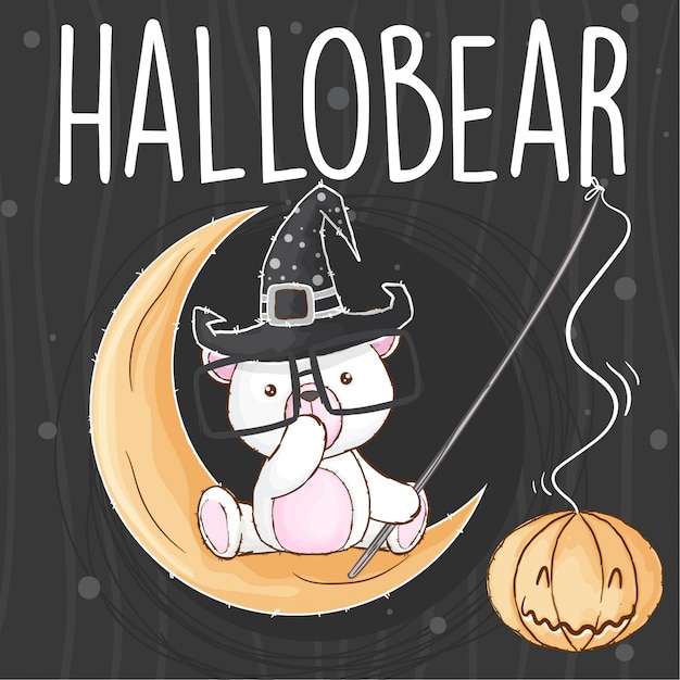 Vetor urso doce halloween mão desenhada animal-vector