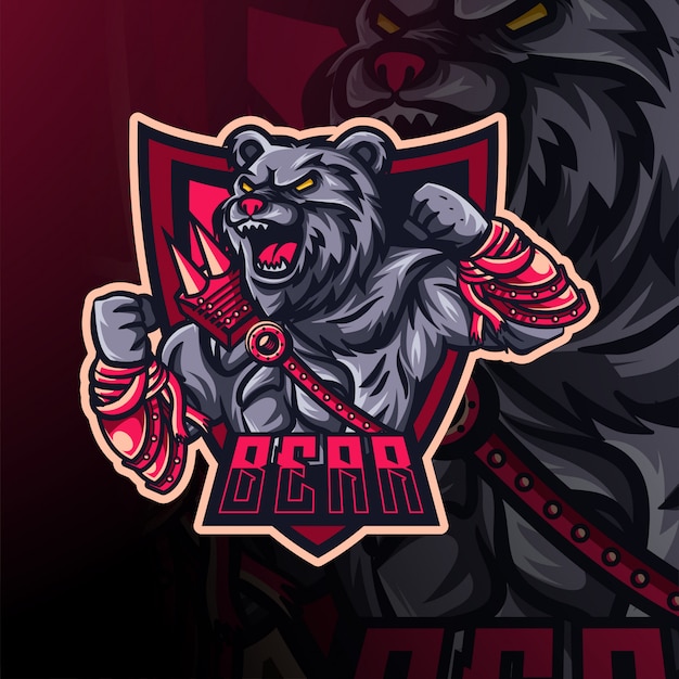 Urso esport logotipo e mascote design