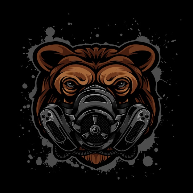 Urso estilo Vintage Logo com máscara