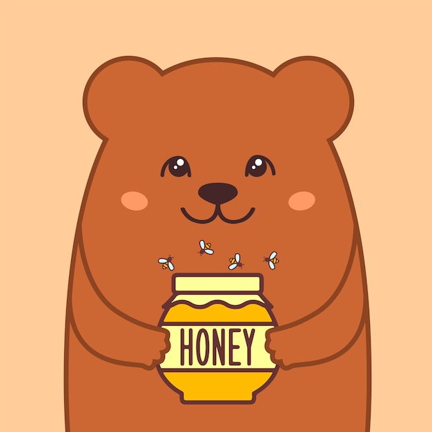 Urso fofo com mel