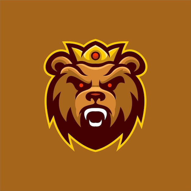 Urso ilustração do modelo de logotipo dos desenhos animados de cabeça de animal. vetor premium de jogos de logotipo esport