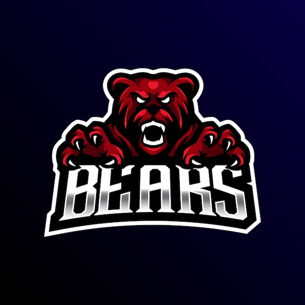 Urso mascote logotipo esport jogos.