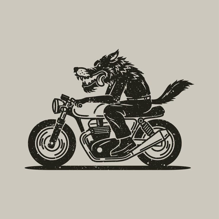 Vetor urso mascote motocicleta insígnia insígnia etiqueta logotipo camiseta gráfico em vintage vector desenhado à mão illustfox