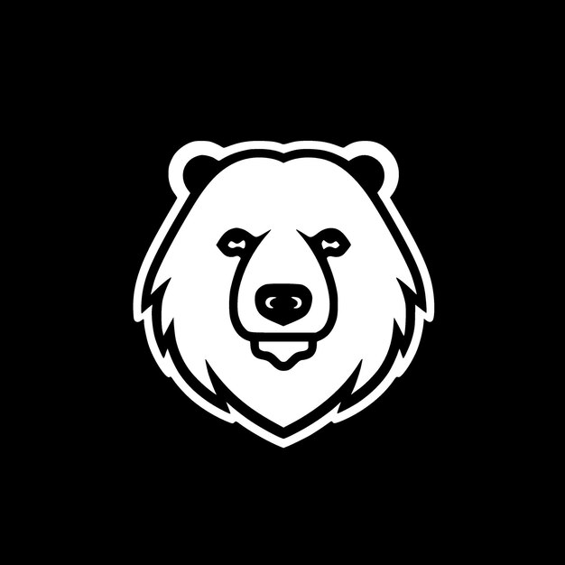 Urso minimalista e ilustração vetorial de logotipo plano