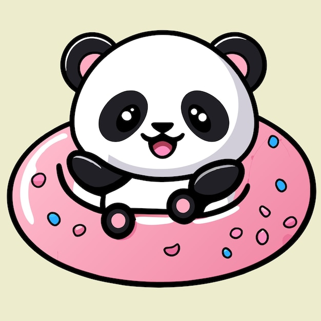 Vetor urso panda bonito desenhado à mão plano elegante mascote desenho de personagem de desenho animado adesivo conceito de ícone