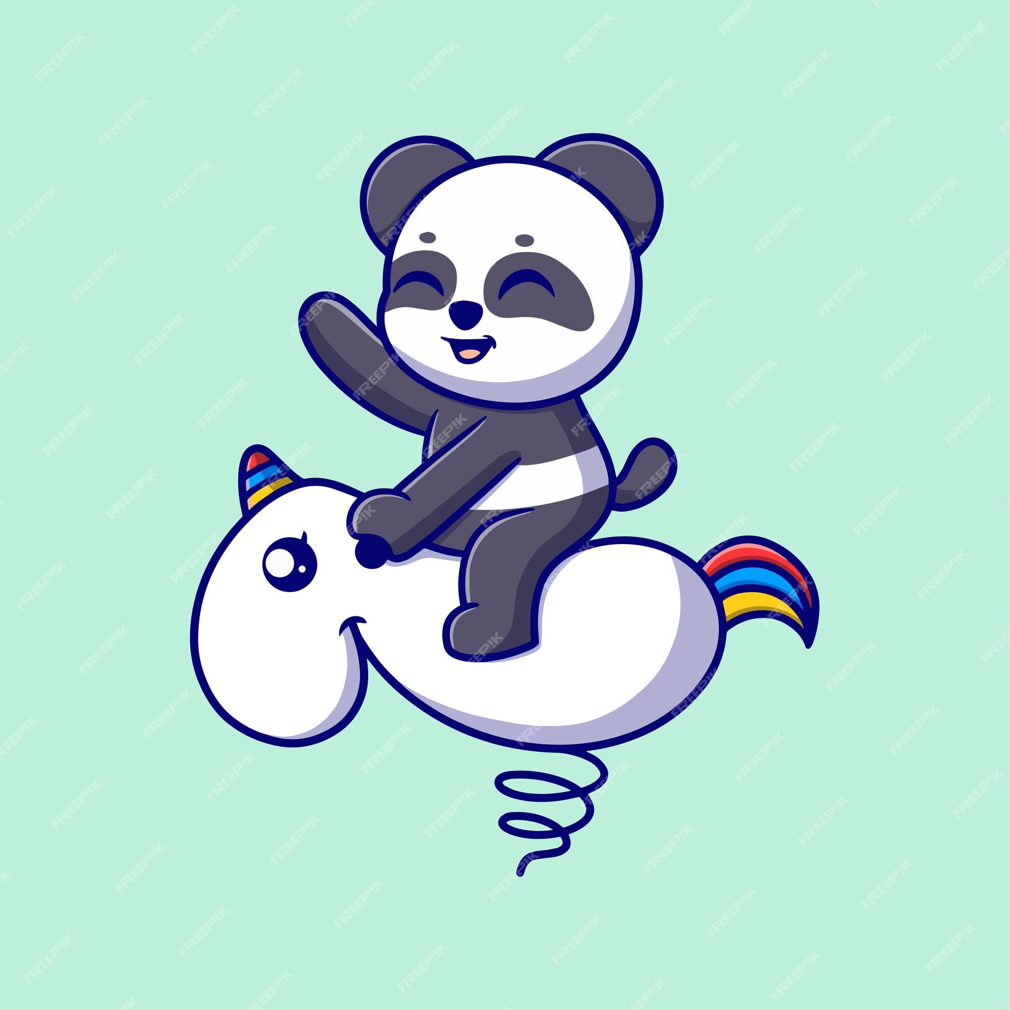 Logotipo do ícone do vetor de desenho de rosto de panda bonito isolado em  branco