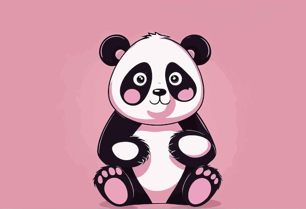 urso panda em um fundo rosaurso panda em um fundo rosaurso panda bonito dos desenhos animados