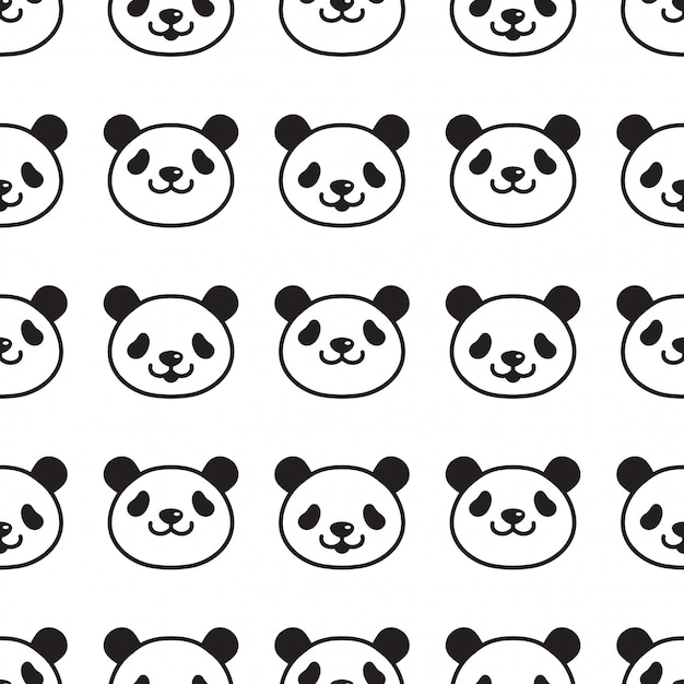 Urso panda sem costura padrão dos desenhos animados