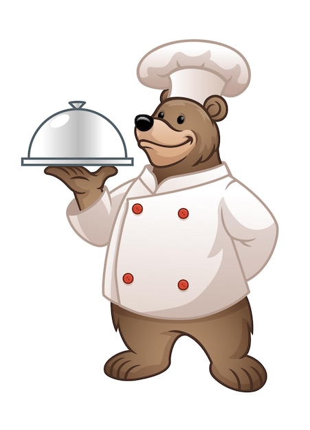 Urso pardo mascote chef