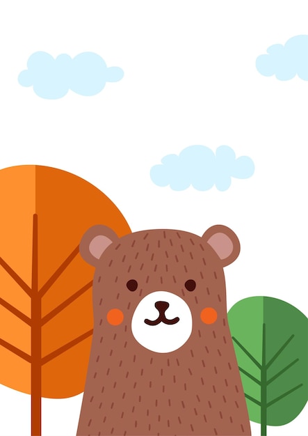 Urso pardo no banner da floresta