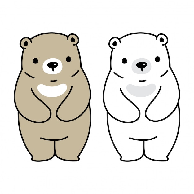 Urso, personagem polar, caricatura, ilustração