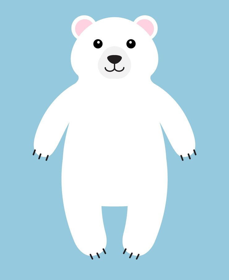 Vetor urso polar branco de vetor isolado em fundo azul