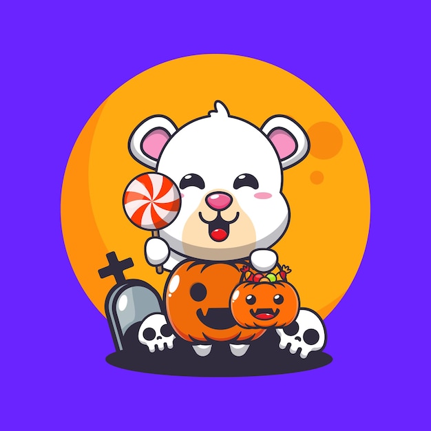 urso fofo com abóbora e desenho animado animal ilustração de halloween  3207571 Vetor no Vecteezy