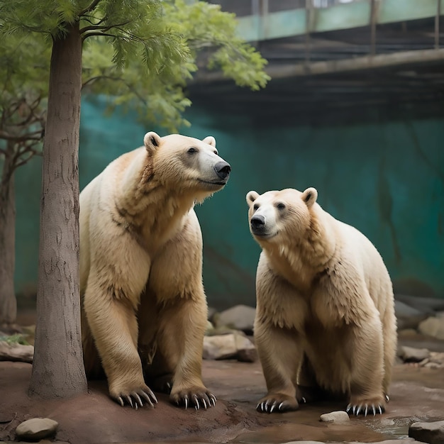 Vetor urso polar com filhotes gêmeos caminhando sobre o gelo do mar perto de phippsoya na manhã de verão