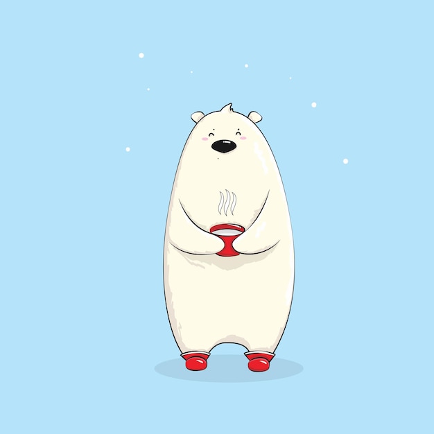 Urso polar de natal ilustrações de feliz natal de um fofo urso polar com acessórios como chapéus de malha, suéteres, cachecóis