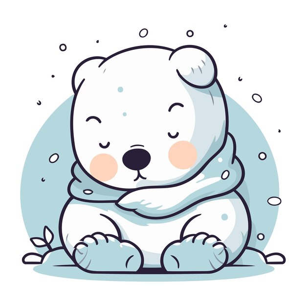 Vetor urso polar fofo ilustração vetorial de um urso polar fofo