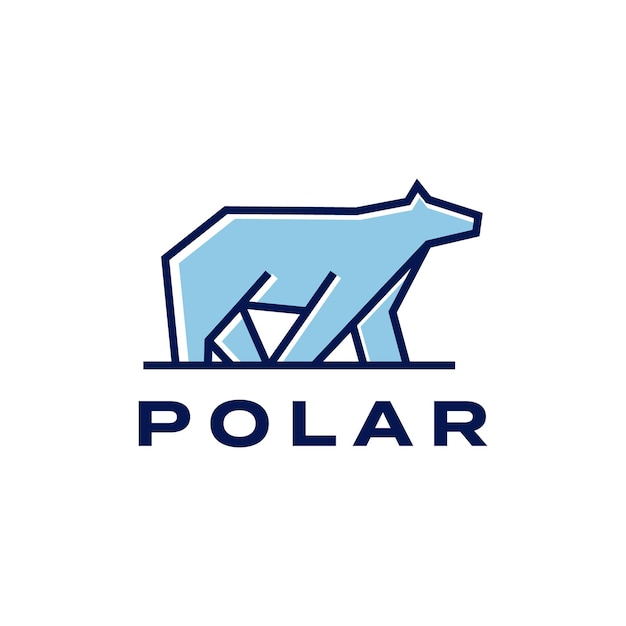 Urso polar linha contorno ilustração de ícone de vetor logotipo colorido vetor premium