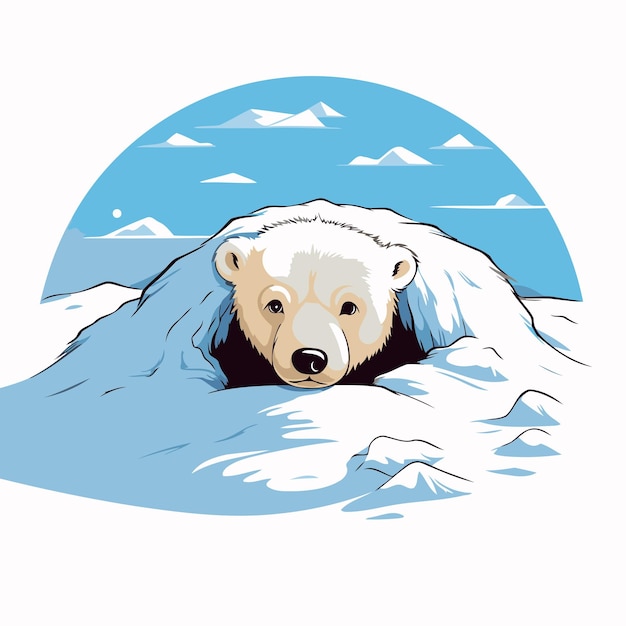 Urso polar na neve ilustração vetorial para o seu projeto