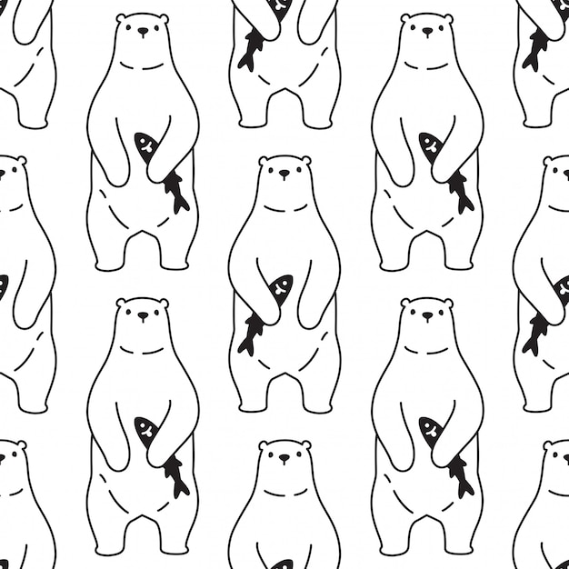 Urso polar sem costura padrão ilustração