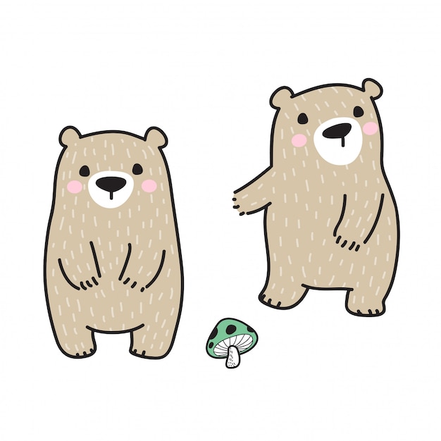 Urso vector cogumelo polar dos desenhos animados