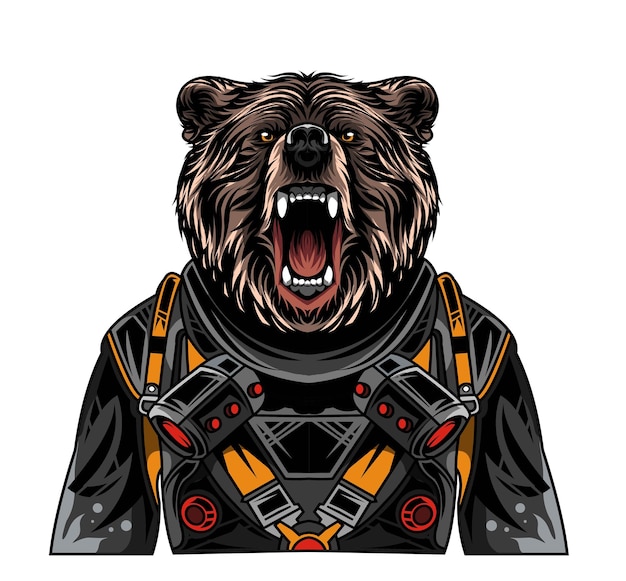 urso vestindo traje de astronauta