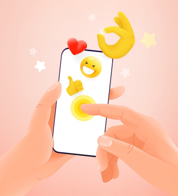 Usando rede social com emoticons
